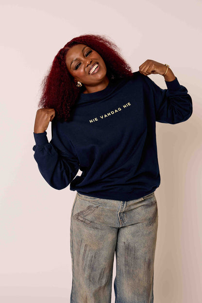 NIE VANDAG NIE CREWNECK - NAVY