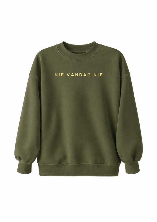 NIE VANDAG NIE CREWNECK - OLIVE